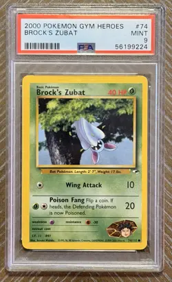 Vintage Pokemon Card - Gym Heroes Brock's Zubat #74/132 PSA 9 Unlimited - Image 1