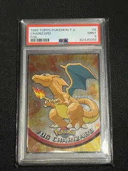 1999 Topps Pokemon T.V Charizard #6 Foil 1st edition Blue Logo PSA 9 MINT - Image 1