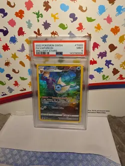 2022 Pokemon SWSH Brilliant Stars Vaporeon Trainer Gallery Holo #TG02/TG30 PSA 9 - Image 1