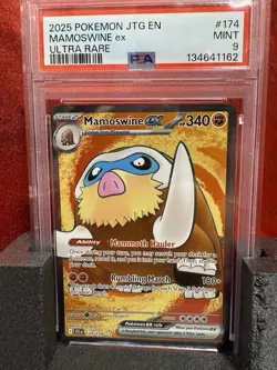 2025 POKEMON JTG EN-JOURNEY TOGETHER ULTRA RARE #174 MAMOSWINE EX PSA 9 - Image 1