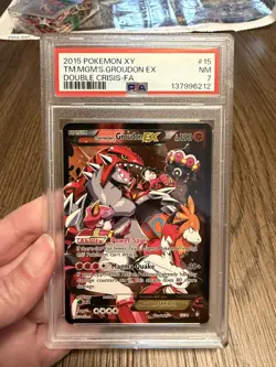 2015 POKEMON XY TEAM MAGMA'S GROUDON EX DOUBLE CRISIS #15 PSA 7 - Image 1