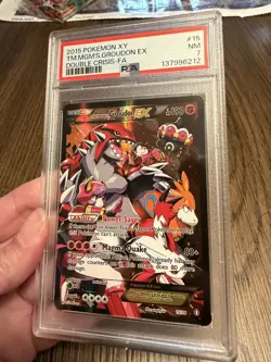 2015 POKEMON XY TEAM MAGMA'S GROUDON EX DOUBLE CRISIS #15 PSA 7 - Image 5