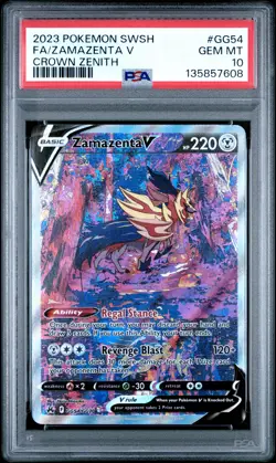 2023 POKEMON SWORD & SHIELD CROWN ZENITH #GG54 FULL ART/ZAMAZENTA V PSA 10 - Image 1