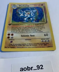 Machamp Pokemon Card Base Set 1st Edition Holo 8/102 Rare - Image 2
