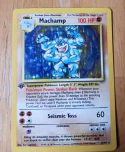 1st edition Pokemon MACHAMP Card BASE Set 8/102 Holo Rare - Image 2