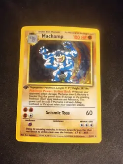 1st Edition Machamp 8/102 Holo Base Set WOTC Pokemon Card - Image 1
