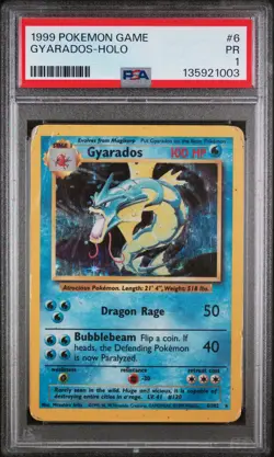 PSA 1 Gyarados Holo 1999 Pokemon Game Base Set 6/102 Pokemon Card - Image 1