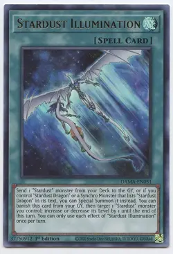 YuGiOh! Dawn of Majesty Stardust Illumination Ultra Rare DAMA-EN051 1st NM - Image 1