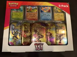 Pokemon 151 Scarlet and Violet Costco 5 Tin Bundle + 4 Bonus Promo Cards - Image 1
