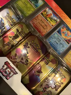 Pokemon 151 Scarlet and Violet Costco 5 Tin Bundle + 4 Bonus Promo Cards - Image 2