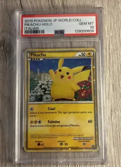 2010 Pokemon World Promo Pikachu Holo Italian PSA 10 - Image 1