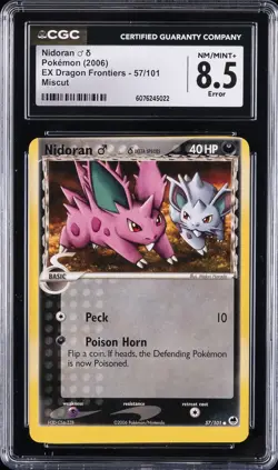 2006 POKEMON EX DRAGON FRONTIERS - MISCUT #57/101 NIDORAN CGC 8.5 - Image 1