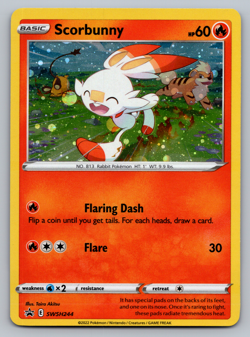 Scorbunny Pokemon Sword & Shield SWSH244 Cosmos Holo Black Star Promo NM - Image 1