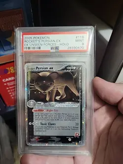 2005 POKEMON EX UNSEEN FORCES #116 ROCKET'S PERSIAN EX-HOLO PSA 9 - Image 1