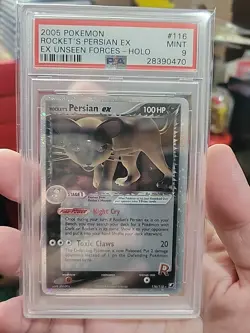2005 POKEMON EX UNSEEN FORCES #116 ROCKET'S PERSIAN EX-HOLO PSA 9 - Image 2