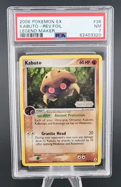 PSA 7 NM 2006 Pokemon Kabuto EX Legend Maker Reverse Holo Foil #36 - Image 1