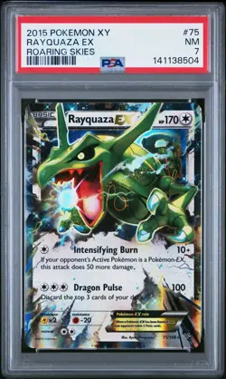 PSA 7 NM POKEMON 2015 XY Roaring Skies Rayquaza EX #75 - Image 1