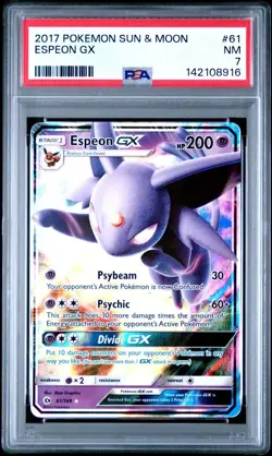 PSA 7 NM 2017 POKEMON SUN & MOON #61 ESPEON GX - Image 1