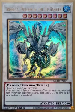 MGED-EN027 TRISHULA, DRAGON OF THE ICE BARRIER PREMIUM GOLD RARE 1ST ED YuGiOh - Image 1