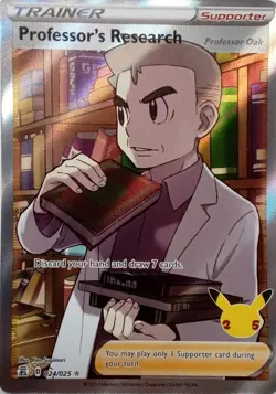024/025 PROFESSOR'S RESEARCH (OAK) FULL ART ULTRA RARE CELEBRATIONS POKEMON CARD - Image 1