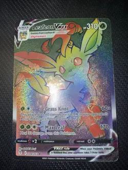 Pokemon Evolving Skies 2021 Leafeon VMAX Rainbow Secret Rare Card #204/203 - Image 1