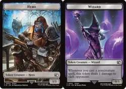 2x MTG Hero (0004) Wizard (0015) Double-Sided Token - NM-Mint Final Fantasy - Image 1