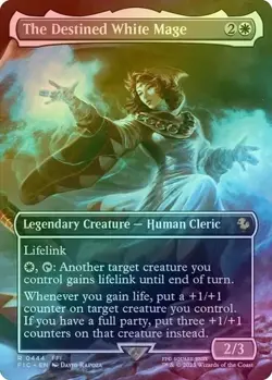 MTG The Destined White Mage (Borderless Foil) Commander: Final Fantasy 444 NM - Image 1