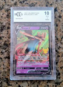 ✨Zacian V Ultra RARE Pokemon Card BCCG/Beckett 10 Celebrations #016/025 (2021)⚔ - Image 1