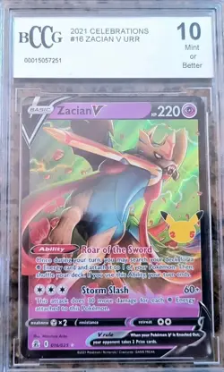 ✨Zacian V Ultra RARE Pokemon Card BCCG/Beckett 10 Celebrations #016/025 (2021)⚔ - Image 2