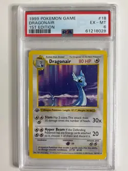 1999 Pokemon Base Set 1st Edition Dragonair (Shadowless) 018/102 PSA 6 EX - MT - Image 3