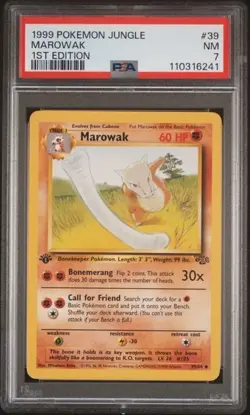 1999 POKEMON JUNGLE 1ST EDITION MAROWAK 39 PSA 7 NM - Image 1