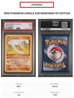 1999 POKEMON JUNGLE 1ST EDITION MAROWAK 39 PSA 7 NM - Image 2