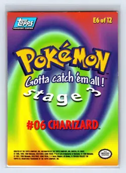 Pokemon Topps #06 Charizard E6 of 12 Non-Holo Vintage 1999 Blue Logo - Image 2