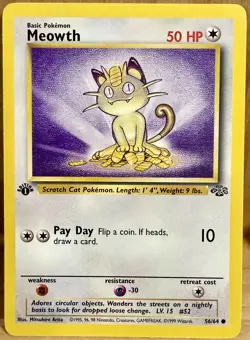 Meowth Jungle Set 1st Edition 1999 Vintage Pokemon TCG - Image 1