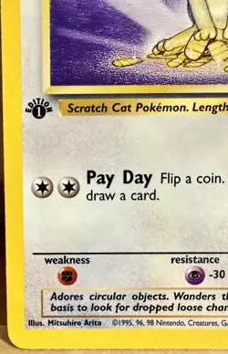 Meowth Jungle Set 1st Edition 1999 Vintage Pokemon TCG - Image 3