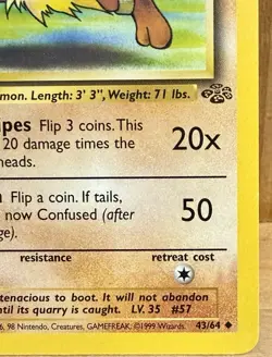 Primeape 43/64 Jungle Set 1st Edition 1999 Vintage Pokemon TCG LP/MP - Image 3