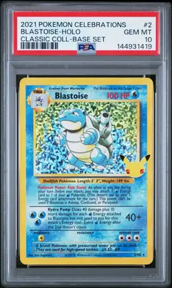 Pokemon TCG Blastoise 2/102 Celebrations Classic Collection Holo PSA 10 - Image 2
