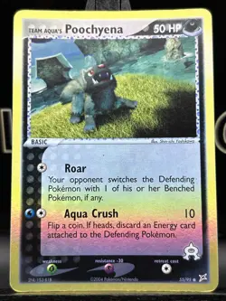 Team Aqua's Poochyena 55/95 EX Team Magma Vs Team Aqua Reverse Holo Pokemon LP - Image 3