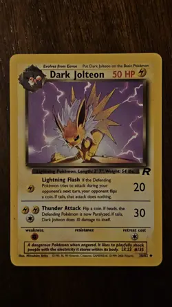 Pokemon TCG Dark Jolteon 38/82 Team Rocket Regular Rare Lightning 50 HP - Image 1