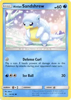 POKEMON CARD - ALOLAN SANDSHREW - GUARDIANS RISING - POKEMON TCG - 19/145 - Image 1