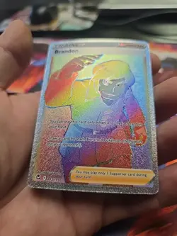 Pokemon TCG - Brandon 203/195 - Silver Tempest - Rainbow Secret Rare NM/M - Image 2