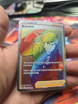 Pokemon TCG - Brandon 203/195 - Silver Tempest - Rainbow Secret Rare NM/M - Image 4