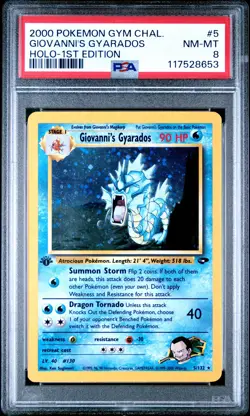 2000 POKEMON GYM CHALLENGE HOLO-1ST ED #5 GIOVANNI'S GYARADOS PSA 8 - Image 1