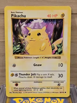 Pokemon English Base Set Pikachu Shadowless Yellow Cheeks Played - Image 1