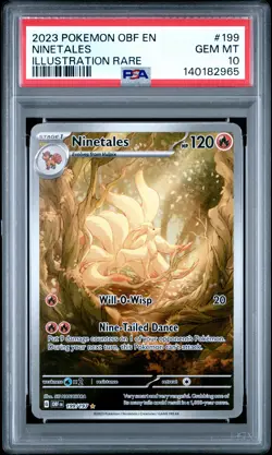 2023 POKEMON OBF EN-OBSIDIAN FLAMES ILLUSTRATION RARE #199 NINETALES PSA 10 - Image 1
