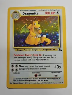 Pokemon - Dragonite Holo - Moderate Play MP - 1999 Fossil 4/62 Rare - Image 1
