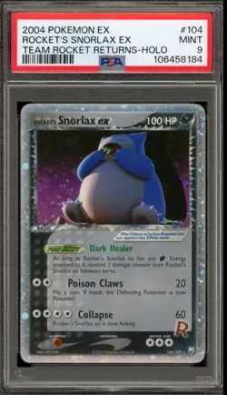 Pokemon Rocket's Snorlax ex EX Team Rocket Returns Holo Ultra Rare #104 PSA 9 - Image 1