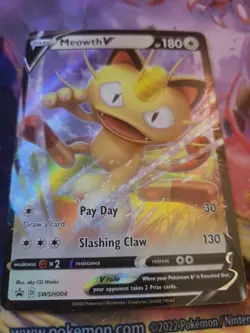 Pokemon TCG Meowth V SWSH Black Star Promos SWSH004 Holo Promo - Image 1