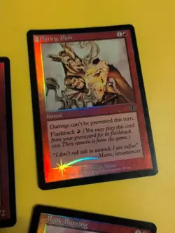 Flaring Pain,Book Burning & Barbarian Bully Judgment.Old VIntage.MTG 3 Card.FOIL - Image 4