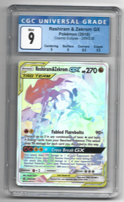 2019 Pokemon Reshiram & Zekrom GX Secret Cosmic Eclipse 259/236 Mint CGC 9 - Image 1
